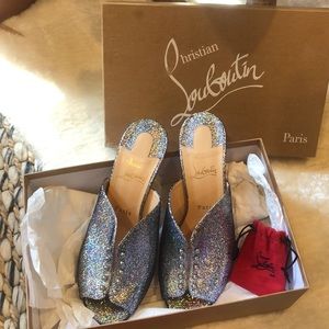 Size 39 - Christian Louboutin Silver Mules 4”